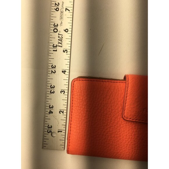 Fossil Women's Emma Tab RFID Clutch Wallet Leather Coral Orange - Picture 11 of 12